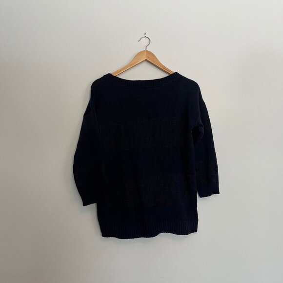 Banana Republic. Knit Sweater. Navy Blue Color. Metallic striped. Size L. Womens - Picture 3 of 7